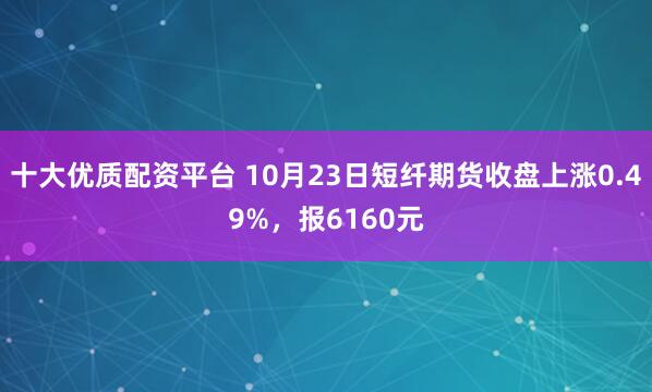 十大优质配资平台 10月23日短纤期货收盘上涨0.49%，报6160元