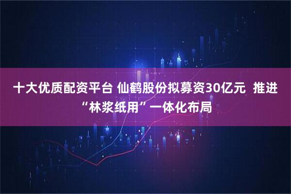 十大优质配资平台 仙鹤股份拟募资30亿元  推进“林浆纸用”一体化布局